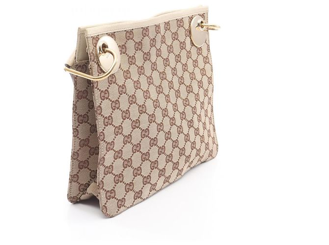 Gucci GG Canvas- und Leder-Handtasche Braun Beige - Ansicht 2
