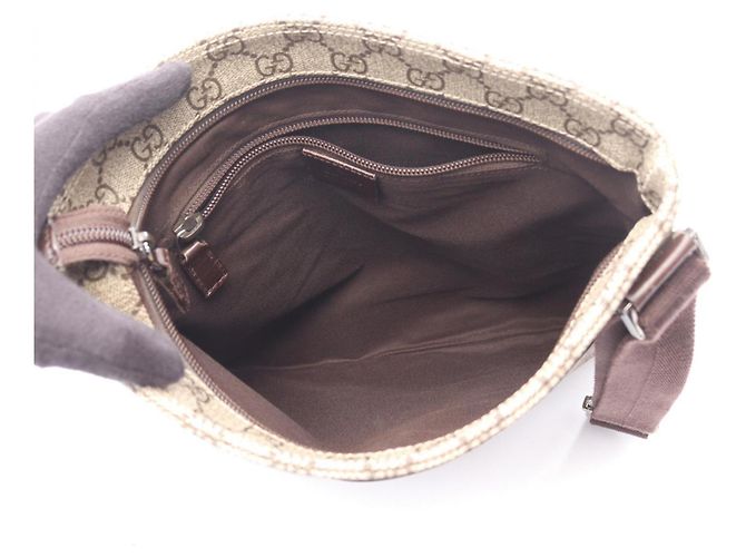 Borsa a Spalla Gucci GG Supreme Marrone Beige - vista 3