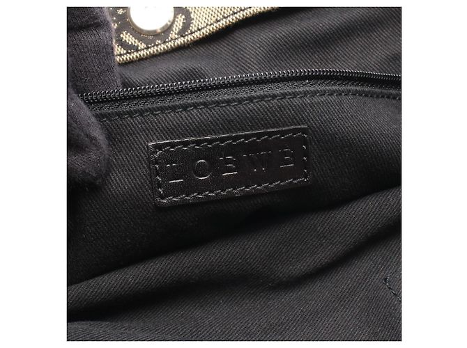 Borsa Tote Anagram Loewe Nero Beige - vista 4
