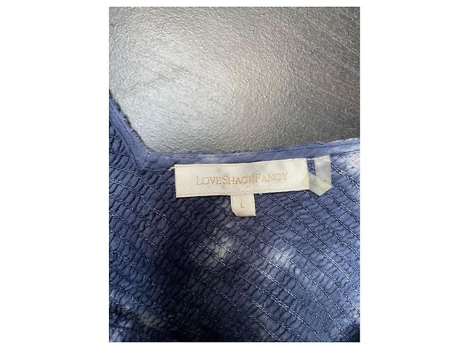 LoveShackFancy Cedria Mini-Kleid Tie-Dye Marineblau - Ansicht 3
