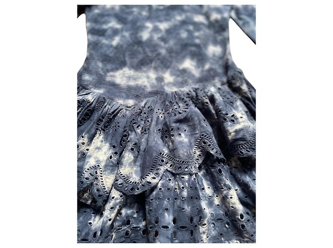 LoveShackFancy Cedria Mini-Kleid Tie-Dye Marineblau - Ansicht 7