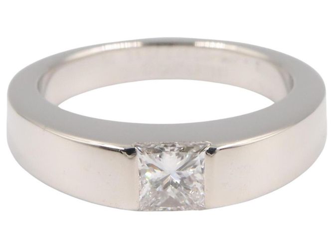 Cartier Tank Ring 1PD - 18K Weißgold Diamant Silber - Ansicht 2