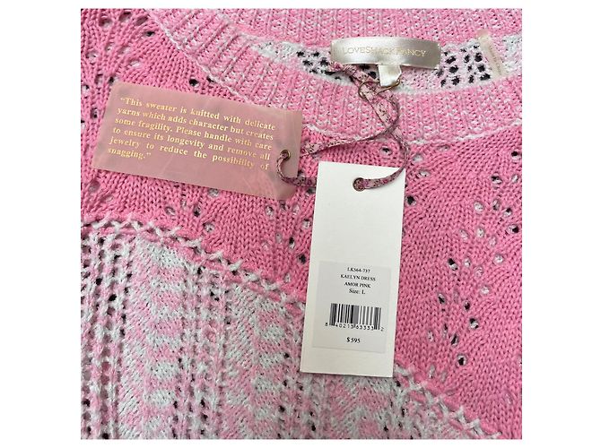 LoveShackFancy Kaelyn Mini Strickkleid Amor Pink Größe L - Ansicht 3