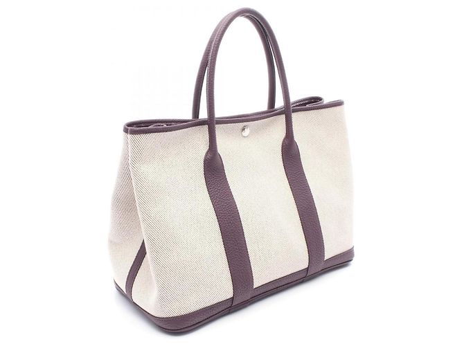 Bolsa Tote PM Garden Party da Hermès Bege Roxo - vista 2