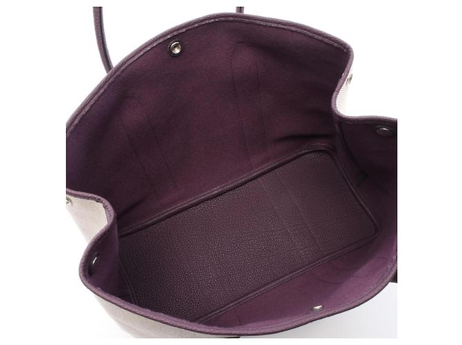 Bolsa Tote PM Garden Party da Hermès Bege Roxo - vista 3