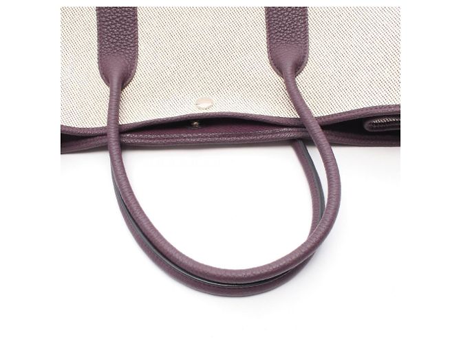 Bolsa Tote PM Garden Party da Hermès Bege Roxo - vista 6
