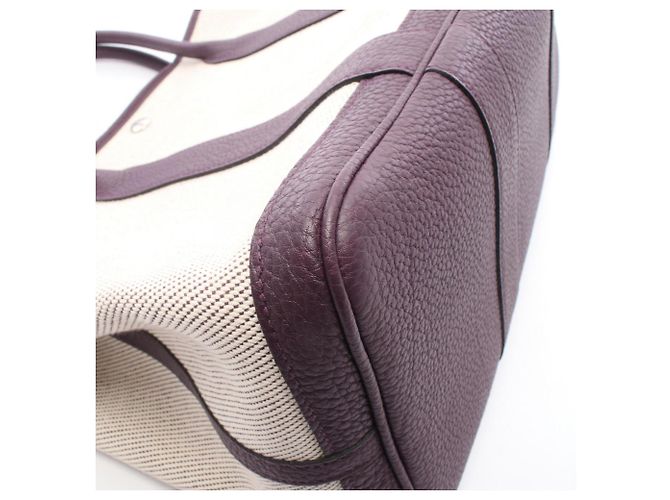 Bolsa Tote PM Garden Party da Hermès Bege Roxo - vista 7