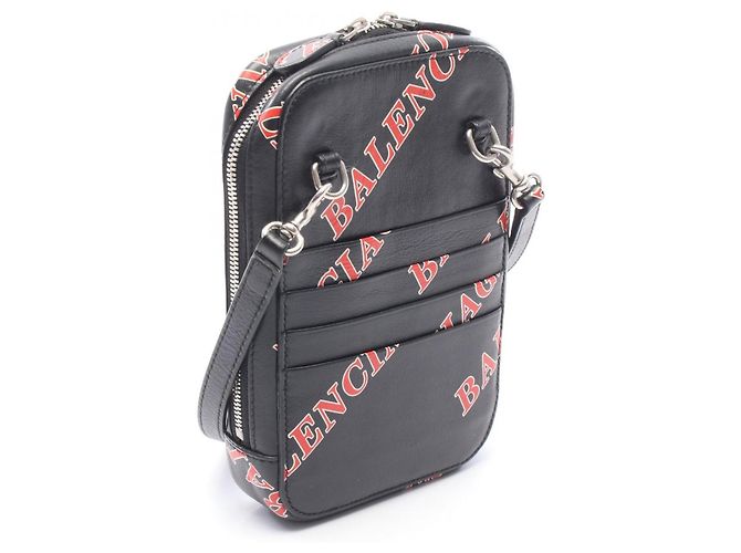 Portafono con zip Cash Balenciaga Nero Bianco Rosso - vista 2