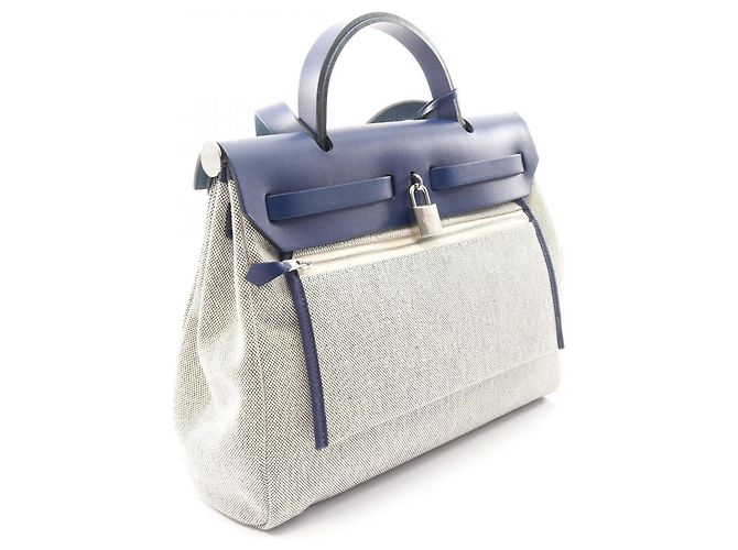 Hermès Hermes Herbag Zip PM 2-Way Handbag Brown Blue Cream - view 2