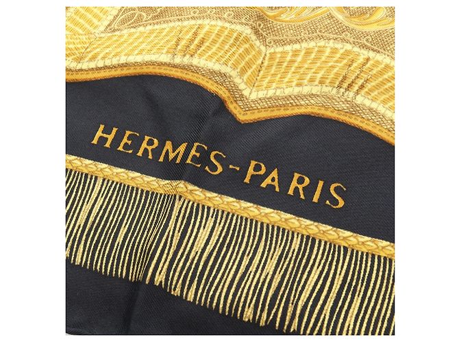 Bufanda Hermès Carré 90 Poste y Caballería Negro Multicolor - vista 2