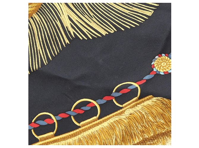 Bufanda Hermès Carré 90 Poste y Caballería Negro Multicolor - vista 5
