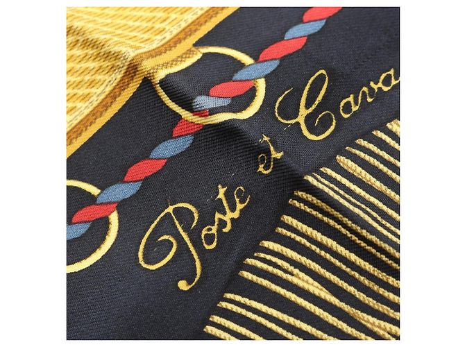 Bufanda Hermès Carré 90 Poste y Caballería Negro Multicolor - vista 8