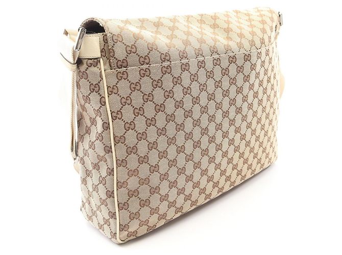Borsa a Spalla Gucci GG Canvas Beige Crudo - vista 2