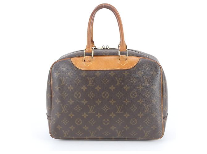 Sac tote en cuir Monogram Deauville Louis Vuitton Marron - vue 3