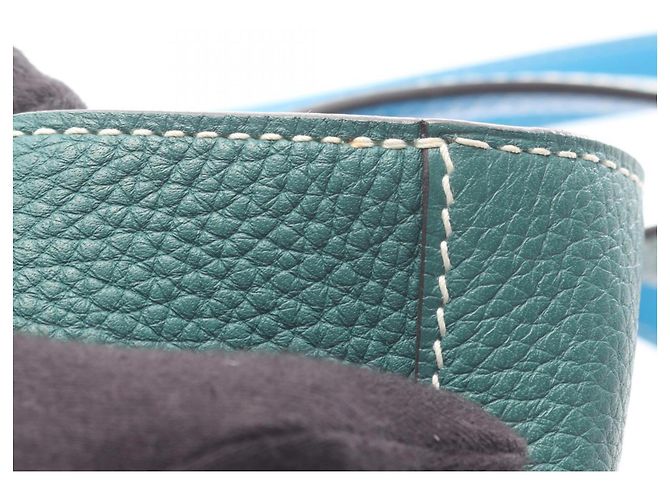 Hermès Double Sens 36 Tote Bag Blau Grün - Ansicht 13
