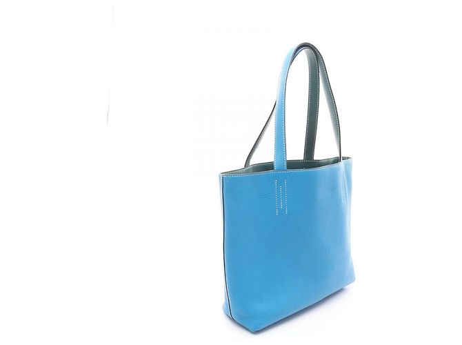Hermès Double Sens 36 Tote Bag Blau Grün - Ansicht 2