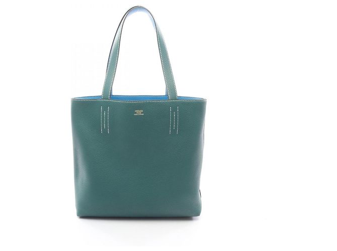 Hermès Double Sens 36 Tote Bag Blau Grün - Ansicht 6