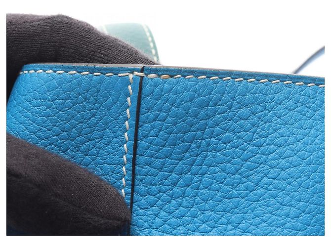 Hermès Double Sens 36 Tote Bag Blau Grün - Ansicht 9