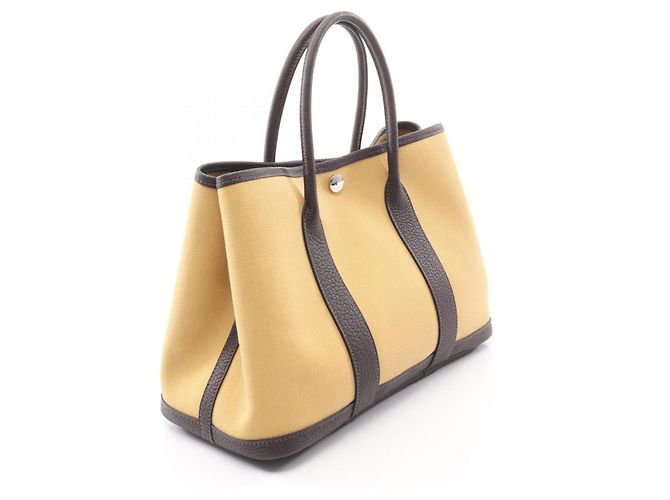 Borsa Tote TPM Garden Party Hermès Marrone Giallo Damier ebene - vista 2