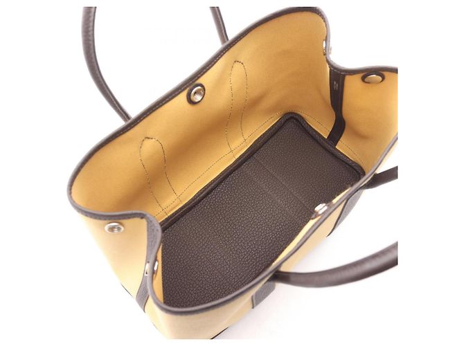 Borsa Tote TPM Garden Party Hermès Marrone Giallo Damier ebene - vista 3
