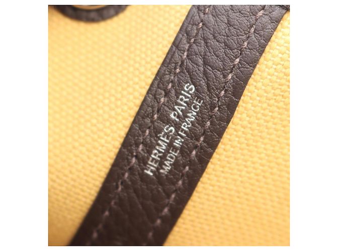 Borsa Tote TPM Garden Party Hermès Marrone Giallo Damier ebene - vista 4