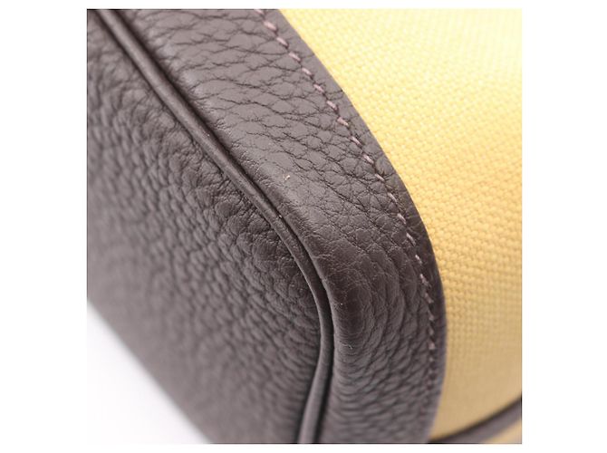 Borsa Tote TPM Garden Party Hermès Marrone Giallo Damier ebene - vista 6