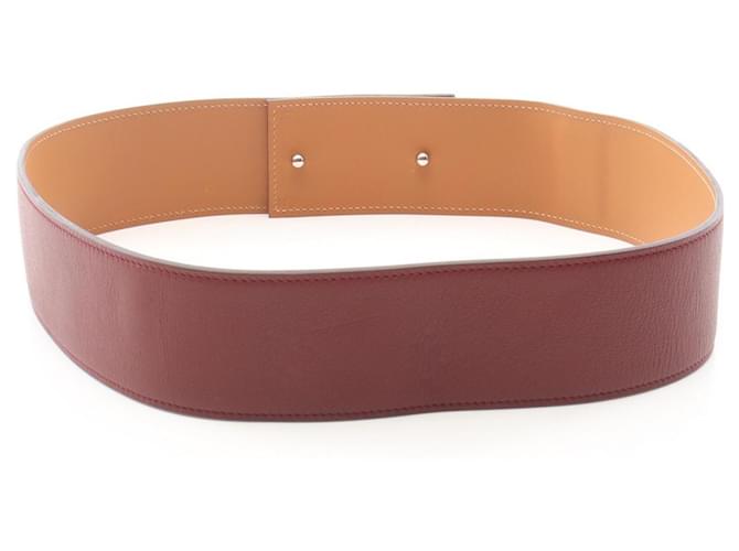 Hermès Collier de Chien Leder Gürtel Bordeaux - Ansicht 2