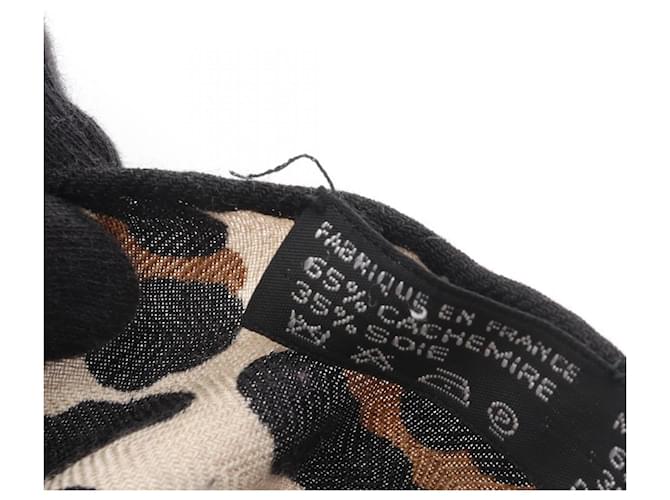 Sciarpa in seta con stampa leopardata Hermès Marrone Beige - vista 3