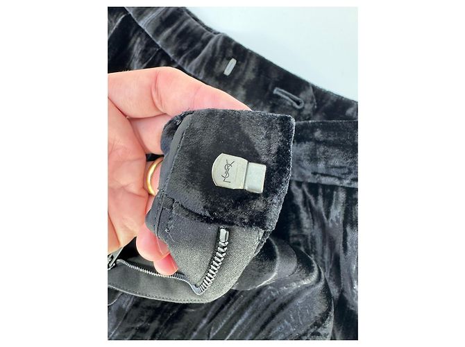 Pantalones Saint Laurent Terciopelo de Cristal Negro - vista 10