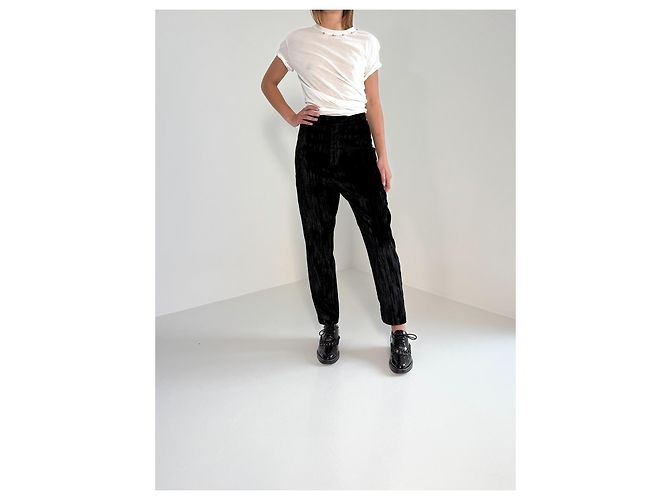 Pantalones Saint Laurent Terciopelo de Cristal Negro - vista 2
