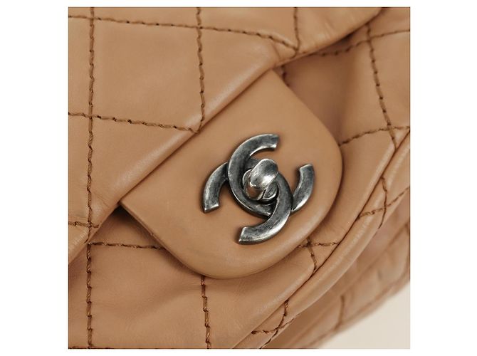 CHANEL Matelassé Rucksack aus Lammleder Beige Silber CC Auth 177984SAV - Ansicht 20