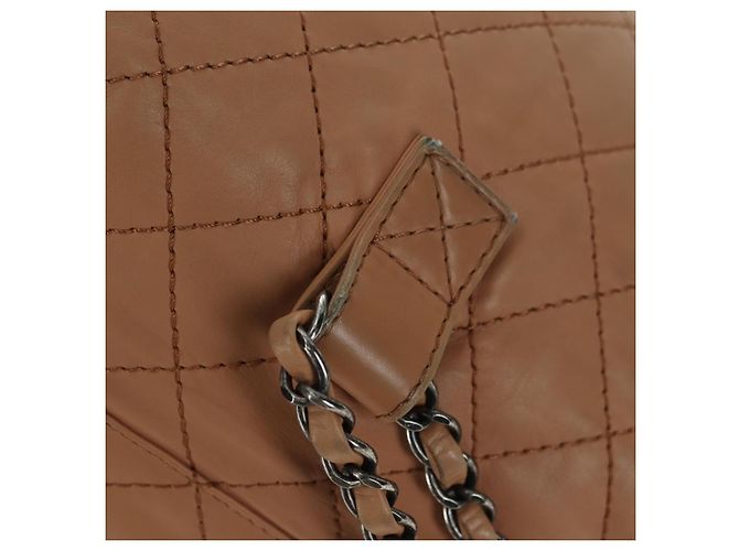 CHANEL Matelassé Rucksack aus Lammleder Beige Silber CC Auth 177984SAV - Ansicht 8