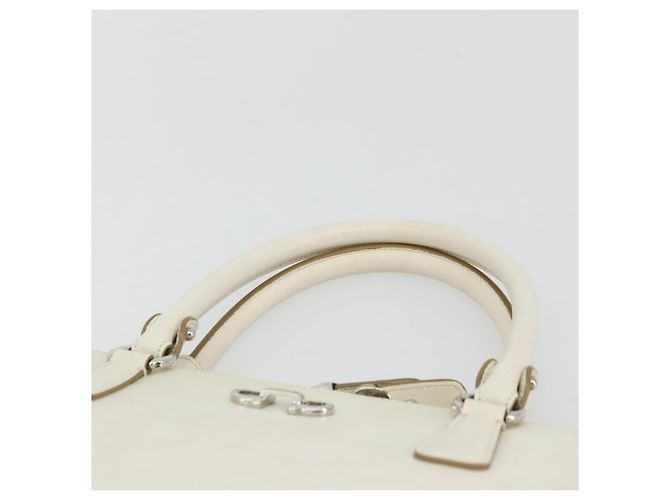 Borsa a mano Gancini in pelle bianca e argento di Salvatore Ferragamo Auth bs34555 Bianco - vista 8
