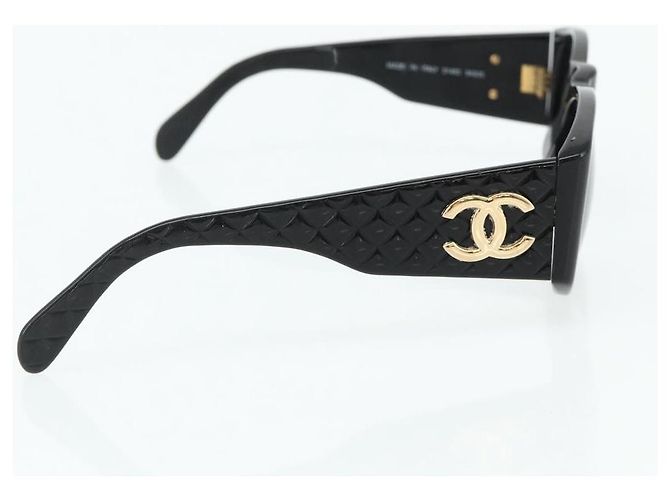 Occhiali da sole CHANEL in plastica Neri CC Auth YKZ400 Nero - vista 4
