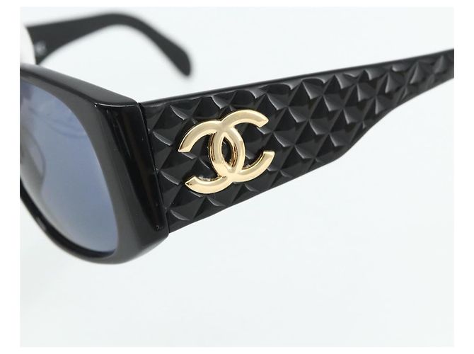 Occhiali da sole CHANEL in plastica Neri CC Auth YKZ400 Nero - vista 7