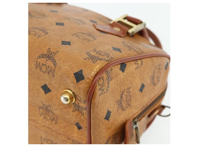 Borsa Boston MCM Logogram Vicetos PVC Marrone Oro Auth 178073A D'oro - vista 12