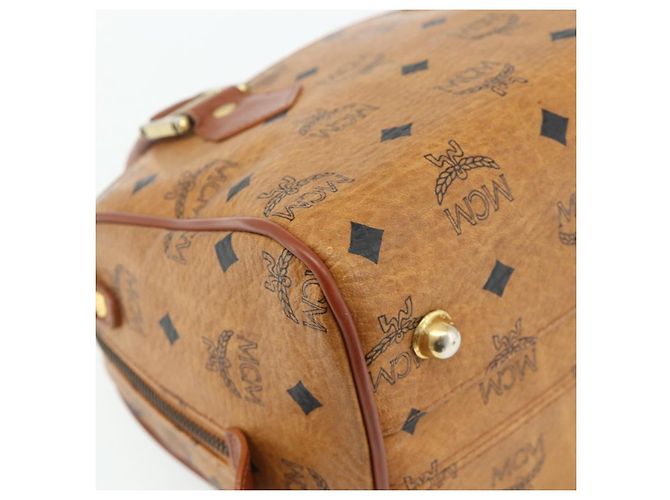Borsa Boston MCM Logogram Vicetos PVC Marrone Oro Auth 178073A D'oro - vista 13