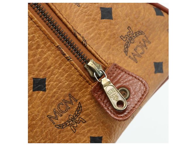 Borsa Boston MCM Logogram Vicetos PVC Marrone Oro Auth 178073A D'oro - vista 14