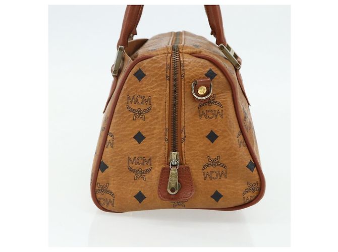 Borsa Boston MCM Logogram Vicetos PVC Marrone Oro Auth 178073A D'oro - vista 4