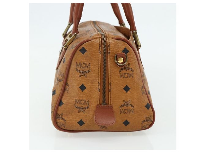 Borsa Boston MCM Logogram Vicetos PVC Marrone Oro Auth 178073A D'oro - vista 5