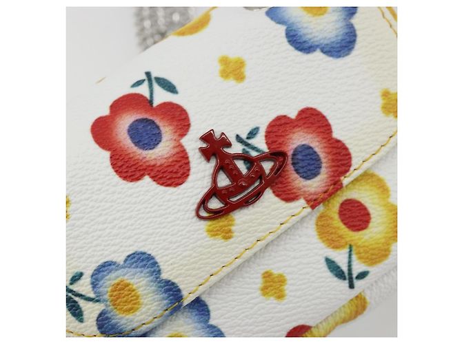 Borsa a spalla con catena Vivienne Westwood in pelle bianca e argento Auth 177327A Bianco - vista 14