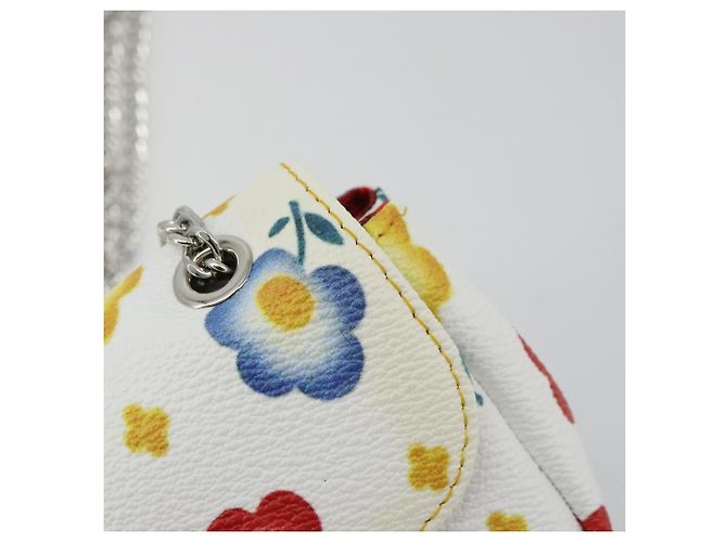 Borsa a spalla con catena Vivienne Westwood in pelle bianca e argento Auth 177327A Bianco - vista 15
