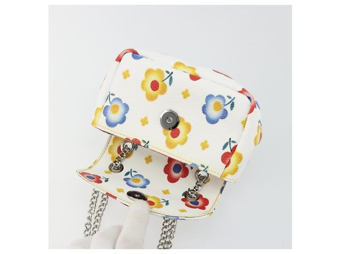 Borsa a spalla con catena Vivienne Westwood in pelle bianca e argento Auth 177327A Bianco - vista 16