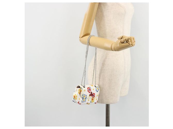 Borsa a spalla con catena Vivienne Westwood in pelle bianca e argento Auth 177327A Bianco - vista 21