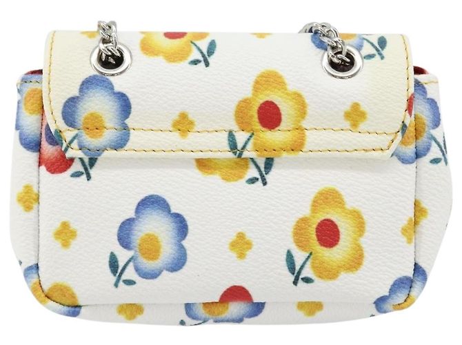 Borsa a spalla con catena Vivienne Westwood in pelle bianca e argento Auth 177327A Bianco - vista 3