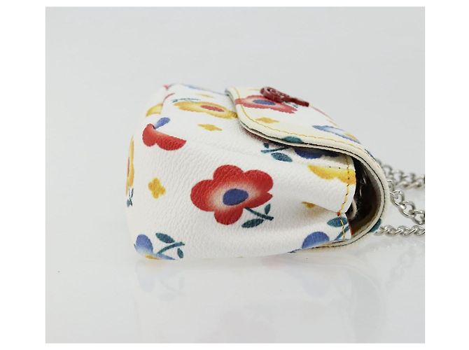 Borsa a spalla con catena Vivienne Westwood in pelle bianca e argento Auth 177327A Bianco - vista 4