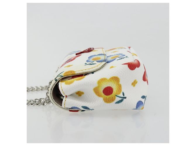 Borsa a spalla con catena Vivienne Westwood in pelle bianca e argento Auth 177327A Bianco - vista 5