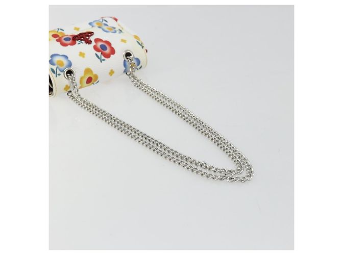 Borsa a spalla con catena Vivienne Westwood in pelle bianca e argento Auth 177327A Bianco - vista 7
