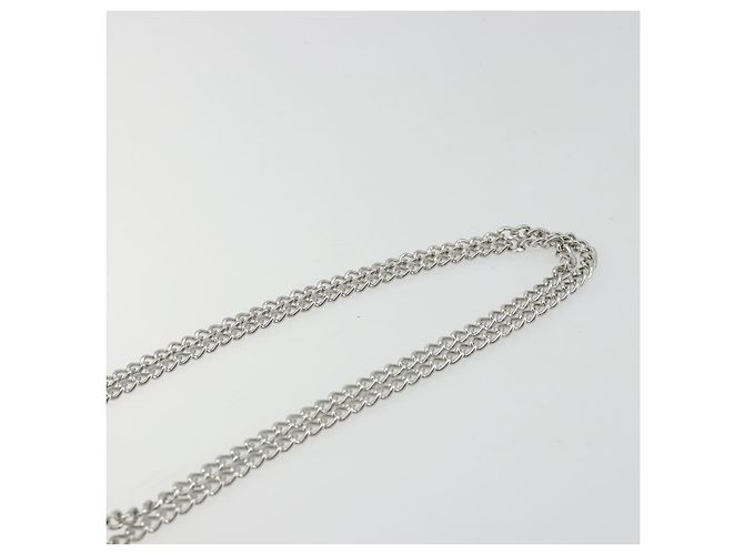 Borsa a spalla con catena Vivienne Westwood in pelle bianca e argento Auth 177327A Bianco - vista 8