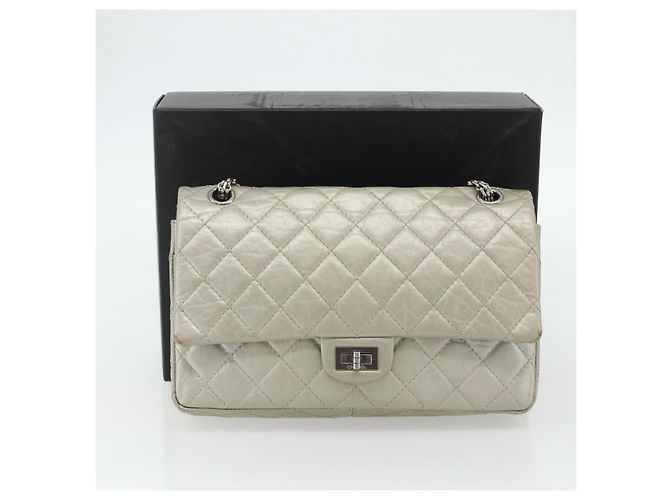 Borsa a Spalla CHANEL Chain Matelassé 2.55 in Pelle di Agnello con CC Argento Auth ka4200V - vista 12